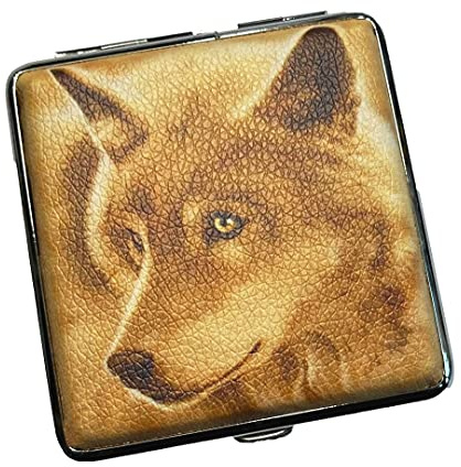 Zigarettenetui Etui für Zigaretten aus Metall Wolf Wölfe Verschiedene Motive (Motiv13)