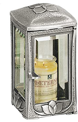 GRAFEN Grablaterne aus Messing oder Aluguss, incl. 1x Aeterna Grabkerze, Farbe:Aluguss