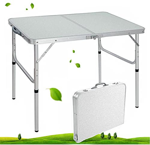 Tavolo da picnic pieghevole DICN, 90 cm, bianco, resistente, multiuso per campeggio, feste, giardinaggio, sala da pranzo, patio