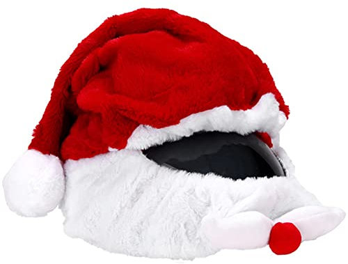 DZAY Helmüberzug Motorradhelm Überzug,Motorradhelm-Überzug Lustiger Helm-Überzug Stoff-Cover für Motorradhelm,Weihnachtsmann Helmet Cover 3D Weihnachtsmütze Motorradhelm für Motorradhelm