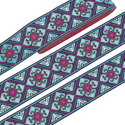 PandaHall 7.6 Yards Besticktes Gewebtes Band, Vintage Jacquard Band Blumen Riemen Band Stoff Trim Band Für DIY Geschenkpapier Kleidung Verzierung Dekorationen, 2/5 cm