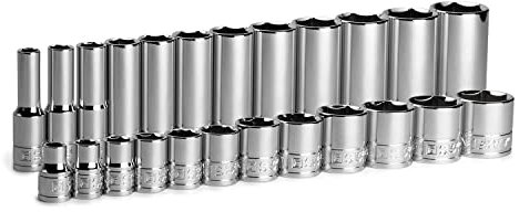 Capri Tools 3/8 in. Drive Shallow and Deep Chrome Socket Set, 6-Point, 5/16 to 1 in., 24-Piece