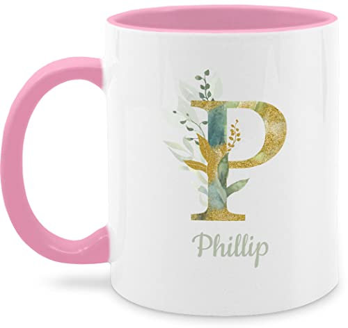 Tasse Tassen 325ml - Anfangsbuchstabe Name - Namens Geschenk - 325 ml - Rosa - personalised mug buchstabentasse buchstaben letter kaffeetasse buchstabe namenstasse initialen letters teetasse