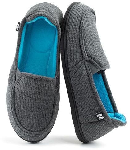 RockDove Women's Two-Tone Slippers Removable Insole, 8, Dark Gray and Blue