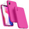 Dssairo 3-in-1-Schutzhülle für iPhone X/iPhone XS, mit 2 Displayschutzfolien, Flüssigsilikon, dünn, stoßfest, 14,7 cm (5,8 Zoll), Mikrofaser-Innenfutter, Hot Pink