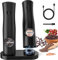 Zirzoe Electric Salt and Pepper Grinder Sets, USB Rechargeable Salt and Pepper Mills with Charging Base, Faster Ceramic Grinder, Adjustable Coarseness, Led Light, Automatic Grinder for Home, Kitchen