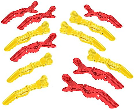 12 Pinzas para el Cabello, Broches Pinzas Cocodrilo Profesionales Plástico para el Pelo Duradera con Agarre Antideslizante y Dientes Grandes Anchos,Alligator Clips Pinzas Pelo Fuerte Antideslizante