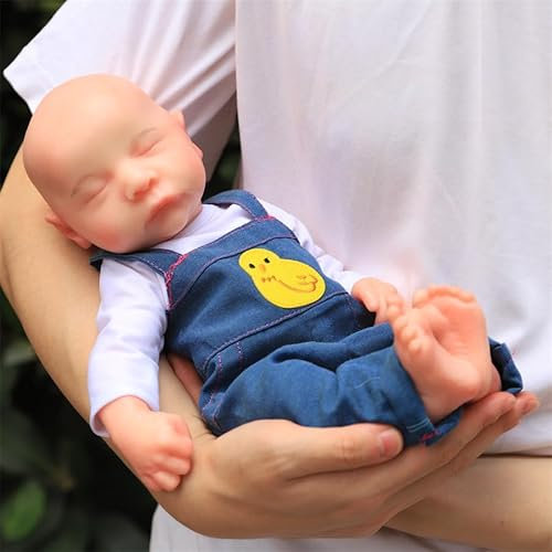 Farious 38cm Reborn Baby Realistische Vollsilikon-Babypuppe, Platin-Flüssigsilikon Lebensechte Wiedergeborene Babypuppen, Spielzeug und Sammlerstück. Mädchen mit Glatze 035
