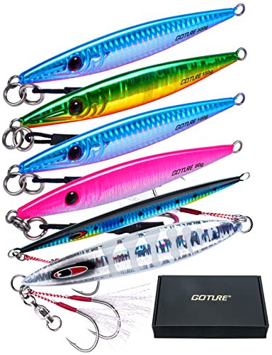 Matymats Fishing Spoons, Sea Fishing Lures, Saltwater Fishing Jigs with Assist Hook, Mackerel Lures, Sea Bass Lures, Fishing Spinners, Boat Fishing Lures for Salmon Tuna Bass Kingfish