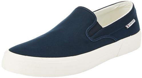 Tommy Jeans Zapatillas para Hombre Sneaker Slip On Canvas, Azul (Dark Night Navy), 44