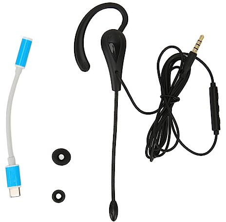 Einzel-Ohrhörer, EIN-Ohr-Headset mit Haken, Kabelgebundener Mono-Kopfhörer mit Geräuschunterdrückung und Mikrofon für Callcenter, Büro, Kundenservice (Typ-C)
