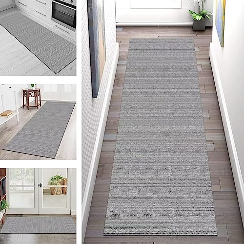 Teppich Läufer Flur Küche rutschfest waschbar Küchenläufer Korridor Tepiche Lang 50X180CM Grau Schwarz Weiß Teppichläufer Meterware Kücheteppich Schlafzimmer Wohnzimmer Flurmatte Breit 40-120cm