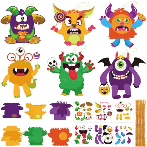 JULBEAR Monster Bastelsets Kinder, 26 Halloween Kreativsets zum Basteln Halloween Basteln Kinder Kreative Bastelhandwerk für Mädchen Jungen Halloween Geburtstag