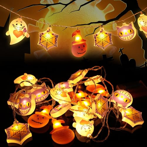 MILAIUN Halloween Deko Lichterkette, 1.5m 10 led Schnur Lichter, Halloween Dekoration Beleuchtung Halloween Lampe für Deko Outdoor Indoor (Vier buchstabierende Lichterketten)