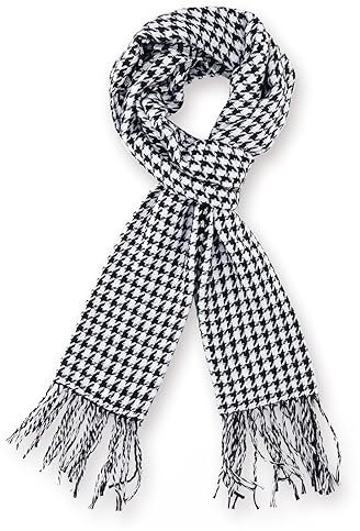 Vimate Schwarz Weiß Houndstooth Schal für Männer und Frauen - Winter Mode Plaid Schals für Hals Wram