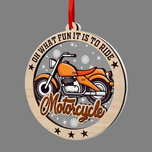 Motorrad-Ornamente für Weihnachtsbaum 2025, Motorrad, 2-lagig, Holz & Acryl, Ornament, Andenken für Biker, Biker, Geschenke für Weihnachtsdekoration