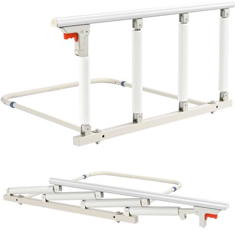 Ixdregan Barandillas de Cama para Seguridad de Adultos Mayores, manija Plegable para Barra de Ayuda para cabecera, Agarre de protección para prevención de caídas, Barrera Seguridad niños Cama 92x45cm