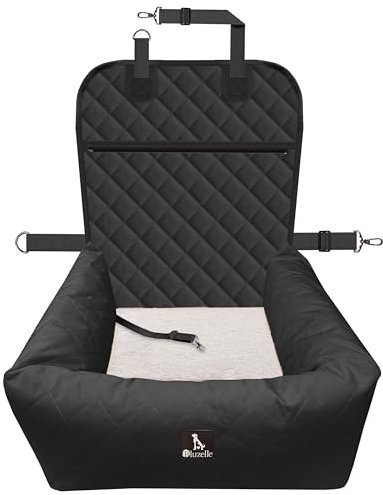 bluzelle Hunde Autositz Auto Hundesitz, 2-in-1 Hundebett Hundekorb für kleine Hunde & mittelgroße Hunde, Oxford Stoff Bezug Abnehmbar Waschbar Wasserfest Rutschfester Boden Hundegurt, Farbe:Schwarz