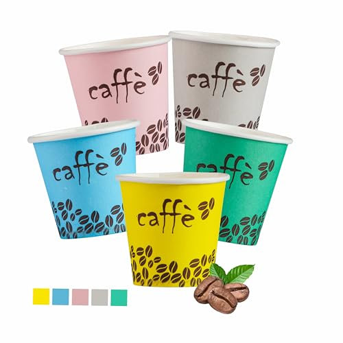 DETERMONDO Bicchierini da Caffè, 1000 Pezzi, Usa e Getta Biodegradabili 75 ml, Tazzine Caffè Espresso Monouso Compostabili Ecologiche in Carta, Resistenti, Ideali per Bar e Uffici, Made In Italy