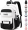 IBALULU Schulrucksack Teenager Mädchen - 30L Schulranzen für Mädchen Jungen 3. - 5. Klasse, Großer Rucksack für Mittel- und Oberstufe, Lässiger Kinderrucksack mit Mode Seil Charms(Weiß Schwarz)