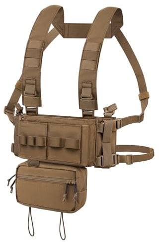 KRYDEX GEAR Chest Rig, MK3 Taktische Weste Military Molle Airsoft Weste mit 5.56 M4 Mag Taschen und Pistol Magazin Taschen (Kojotenbraun)