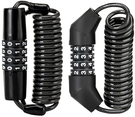 ROCKBROS Motorcycle Helmet Lock - 4 Digit Retractable Cable Lock for Bike, Stroller, Luggage