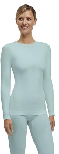 FALKE Damen Baselayer-Shirt Warm Round Neck W L/s Sh Funktionsmaterial schnelltrocknend 1 Stück, Grün Jade 7439, M