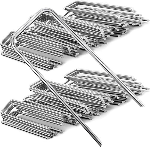 100 Stück Erdanker Bodenanker, Basicon Profi Bodenanker Erdnägel Heringe, 100 MM Lang, 40 MM Breit, Ø 2.5MM Schwarz, Stabile Bodenanker für Unkrautvlies, Gartenvlies, Zaun & Netz
