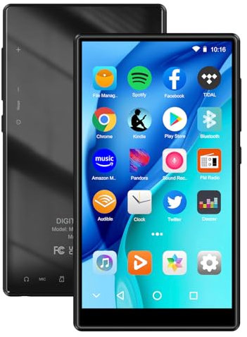80GB MP3 Player with Bluetooth and WiFi, ZAQE Full Touchscreen MP4 MP3 Player with Spotify, Audible, Amazon Music, Android Music Player with Speaker, FM Radio, E-book, Up to 1TB (4.7)
