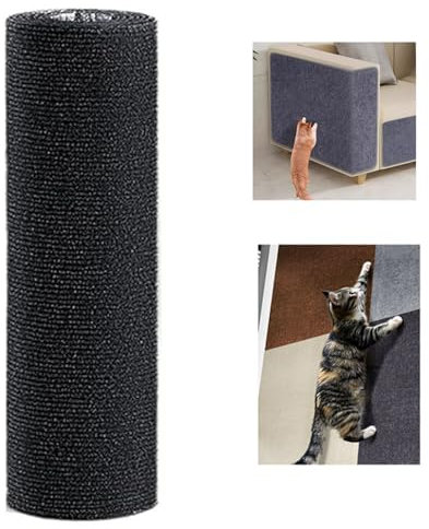 WUZILIN Katze Kratzmatte, Wand Stracther - Selbstklebende Ersatz für Kratzbäume, Möbel und Couch Schutz (schwarz, 40 x 200cm, 1Pack)
