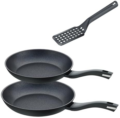 Berndes Pfannen Set Induction Enduro 3tlg. - frypan 24 cm & 28 cm – mit Pfannenwender - allherdtauglich - Bratpfanne mit extrem robuster 3-Schicht- Antihaftversiegelung – kratzfest - ohne PFAS