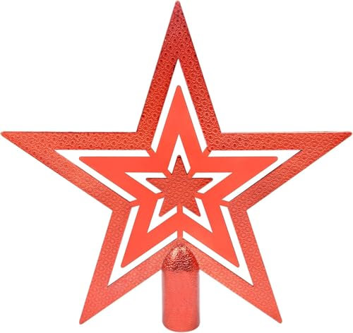 Glitzer-rote Baumspitze Stern, Christbaumspitze Stern Verzierung, Weihnachtsbaumspitze Glitzer-Stern, Weihnachtsbaumspitze Dekoration, für Weihnachtsbaum deko (Rot)