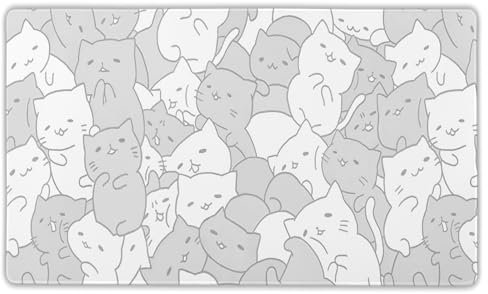 Kawaii Cats Gaming Mouse Pad XL Large Cute Anime Kittens Japanese Extended Big Large Desk Mat Non-Slip Rubber Base Stitched Edge Long Keyboard Mousepad for PC Computer Laptop,24x14 Inches,60x35 CM