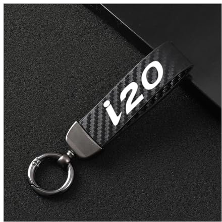 Generisch Auto SchlüSselanhäNger für Hyundai i20, Microfiber Leder SchlüSselanhäNger Auto Mit Um 360 ° Drehbarem Anti-Verlust-D-Ring,Black