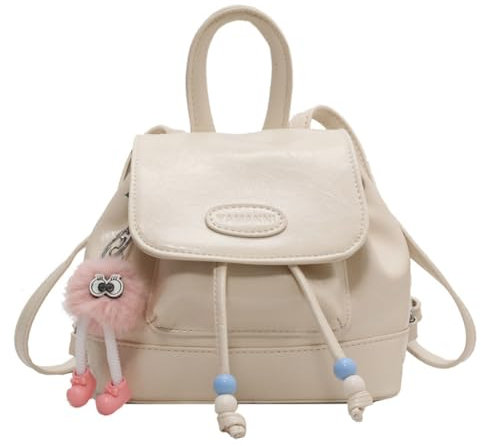 Ldabrye Lässiger Tagesrucksack, klassischer Rucksack für College, Reisen, Arbeit, modischer Schulrucksack, eleganter kleiner Rucksack, lässige Schultasche für Damen, beige