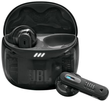 JBL Tune Flex Ghost 2, Kabellose Bluetooth-In-Ear-Ohrhörer mit Noise-Cancelling, 48 h Wiedergabezeit, IP54 wasser - und staubgeschützt, Multipoint-Verbindung, Ergonomisches Design, Black Ghost