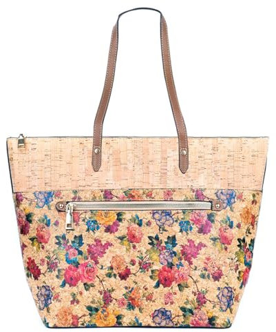 DeCarbonize Handtasche aus Kork Damen Shopper Schultertasche Gross Nachhaltig Vegan Leder Totebag Tragetasche Strandtasche Korktasche (Carry All 3)