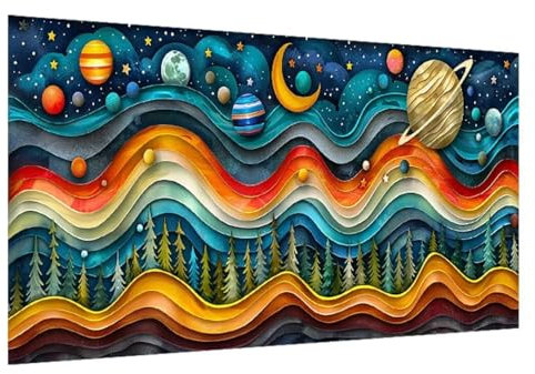 DIY 5D Diamond Painting Van Gogh, Diamant Painting Bilder Mond, Diamond Painting Erwachsene Viereckige Steine Crystal Art Paintings für Zimmer Deko Wand Aesthetic, Frauen für Geschenk 100x235cm W-3310