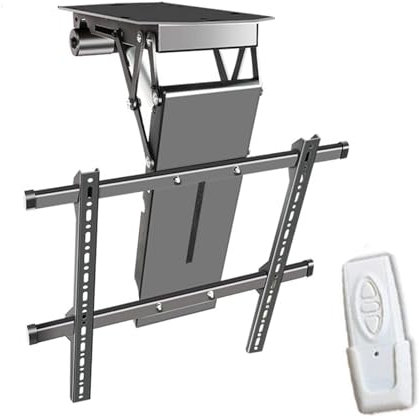 ZHANQUAND Soporte de techo para TV, soporte motorizado para TV, soporte de pared para TV, soporte telescópico eléctrico de elevación automática, se adapta a televisores de 50 a 90 pulgadas, abatible