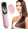 Mapille Cepillo Alisador de Pelo Inalámbrico, Plancha de Pelo Portátil, 140-200℃ 4 Ajustes de Temperatura, Mini Alisador de Pelo Iónico Negativo Ligero, Recarga USB, Peine Alisador (Rosa)