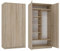 BDW Kleiderschränk 2 Türen, 6 Einlegeböden, Kleiderständer, Mehrzweckschrank, Schubladenschrank, Garderobenschrank für Schlafzimmer, Wohnräume, 180x90x50cm, (Eiche Sonoma)