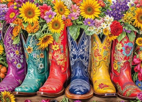 Puzzles 1000 Pieces Age 14+ for Adults jigsaw puzzles for adults-Flower Boots-1000 Piece Puzzle Classic Educational Games Beautiful Decoration Puzzle