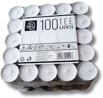 100 Stück Teelichter Weiß,Alu-Cup,Durchmesser 38 mm,Ohne Duft, 4 Stunden Brenndauer