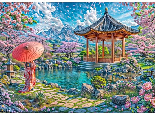 TangComplete - Puzzles 1000 Pieces for Adults jigsaw puzzles for adults 1000 Piece Puzzle Challenging Game for The Whole for Women, Gifts for Men, Theme: Sakura Temple
