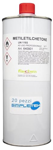 SIMPLETEK - Metiletilcetona (MEK) 1L - Disolvente universal para goma laca, resinas, colofonia, goma y pinturas (20 unidades, 20 l totales)