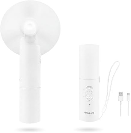 MinVix Handheld Portable Fan, Mini USB-C Rechargeable Travel Fans for Women, Battery Powered Small Desk Fan, Foldable Electric Airplane Essentials, Pocket Holiday Makeup Gadgets & Festival Accessories