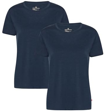 DANISH ENDURANCE 100% Merino T-Shirt Damen, Geruchshemmend, 2er Pack | Merino T-Shirt, Leicht, Atmungsaktiv, Feuchtigkeitsableitend & Geruchshemmend, für Alltag, Reisen & Schichtenlook
