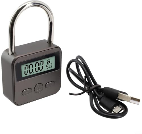 Lucchetto con timer con display LCD, serratura elettronica ricaricabile USB, serratura di sicurezza in metallo impermeabile per viaggi all'aperto, digitale automatico