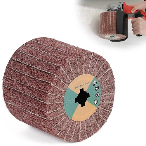 EXLECO Cepillo de Rodillo Abrasivo para Lijadora Electrica 19x120x100mm, Grano 80 de Fibra Sintética con Papel de Lija para Pulidora, Satinado para Pulido de Superficies de Madera y Metal