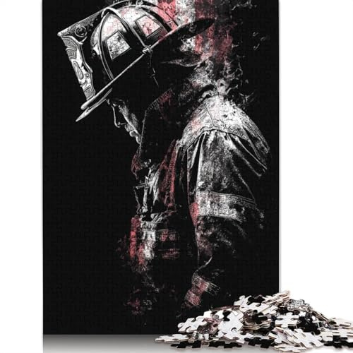 500-teiliges kreatives quadratisches Puzzle „Feuerwehr-Wachsamkeit“ für Erwachsene und Holzpuzzle, Lernspiel für Erwachsene, 500 Teile (52 x 38 cm)